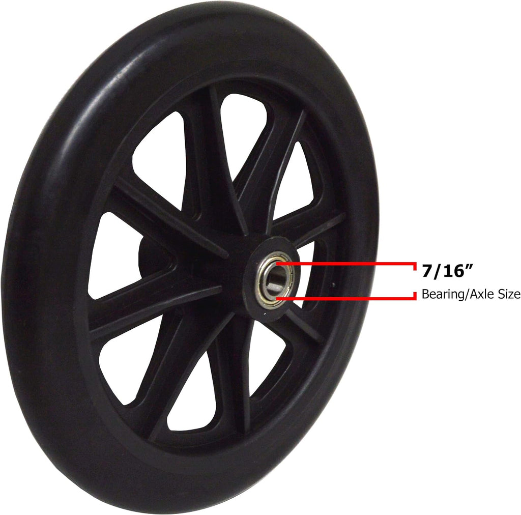 ALCO 8" x 1" Heavy Duty Front Wheelchair Wheel (Each), 7/16" (11 mm) Bearing, 2-3/8" (60 mm) Hub Width, Fits Most Medline, Drive, Invacare, E&J, Guardian, Tuffcare, ALCO and other Manual Wheelchairs