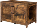Litter Box Enclosure, Cat Litter Box Furniture with Removable Divider, Large Hidden Litter Box Furniture, Wooden Cat