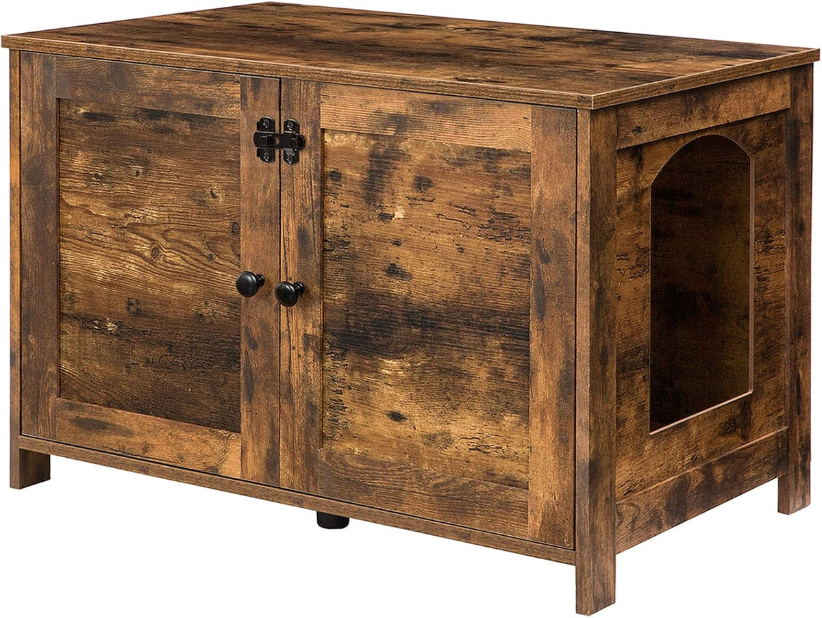 Litter Box Enclosure, Cat Litter Box Furniture with Removable Divider, Large Hidden Litter Box Furniture, Wooden Cat