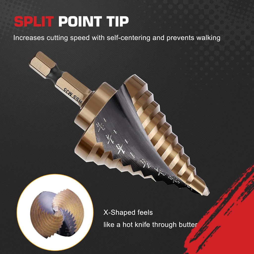 Hex Shank Cobalt Step Drill Bit Set