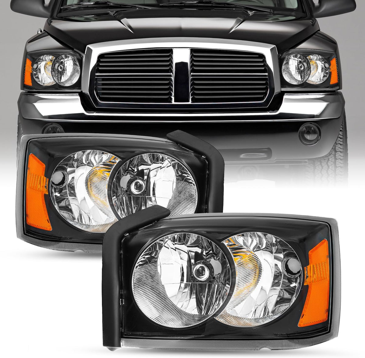 SOCKIR Halogen Headlight Assembly Fit for 2005-2007 Dodge Dakota