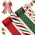 Christmas Wired Ribbon, 4 Rolls, 2.5 in x 5 yd Each, 20 yd Total