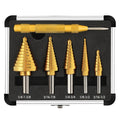 COMOWARE Step Drill Bit Set for Metal HSS 5Pcs Ti-Coated with Center Punch