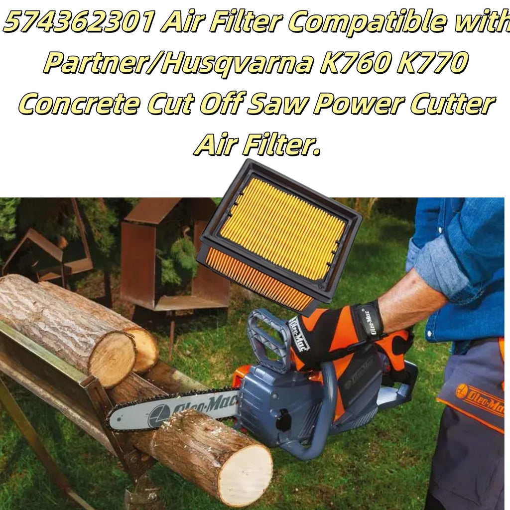 CAFEZAYO 574362302 Air Filter Tune Up Kit Compatible with Husqvana K760 K770 Concrete Cut Off Saw K 770 K 760 Power Cutter Parts, with Fuel Filter and Spark Plug, Replaces 574362301 506264101