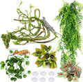 Reptile Plants, Terrarium Hanging Plant Vines Artificial Leaves Reptile Hide, Leopard Gecko Tank Accessories