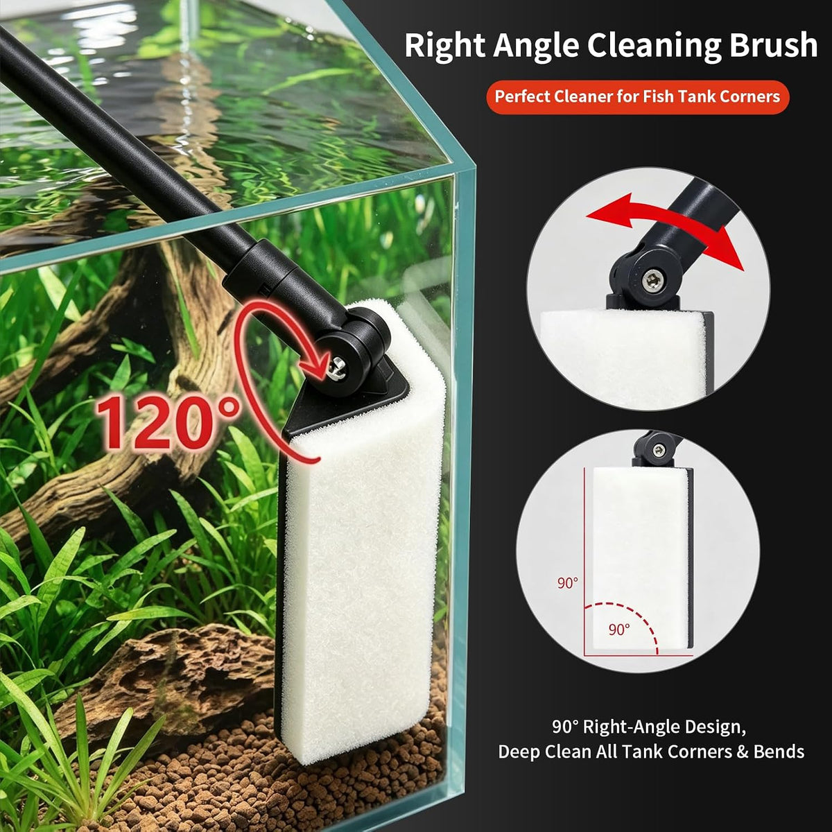 Aquarium Clean Tool 6 in 1 Fish Tank Cleaning Kit Algae Scraper Scrubber Pad Adjustable Long Handle Fish Tank Brush
