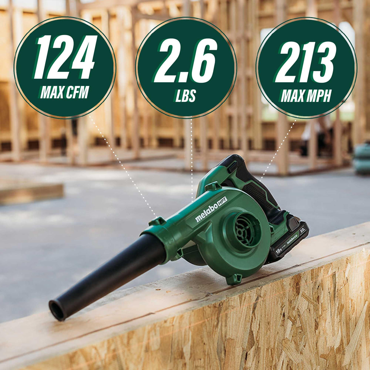 Metabo HPT 18V Cordless Compact Blower, 124 CFM Variable Speed, RB18DCQ4