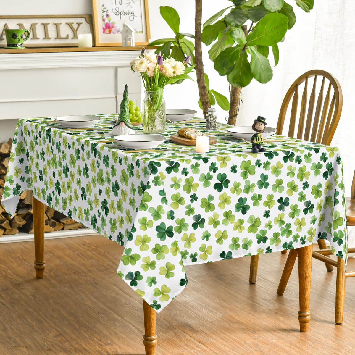 St. Patrick's Day Tablecloth 60 x 84 Inch Rectangular Cute Lucky