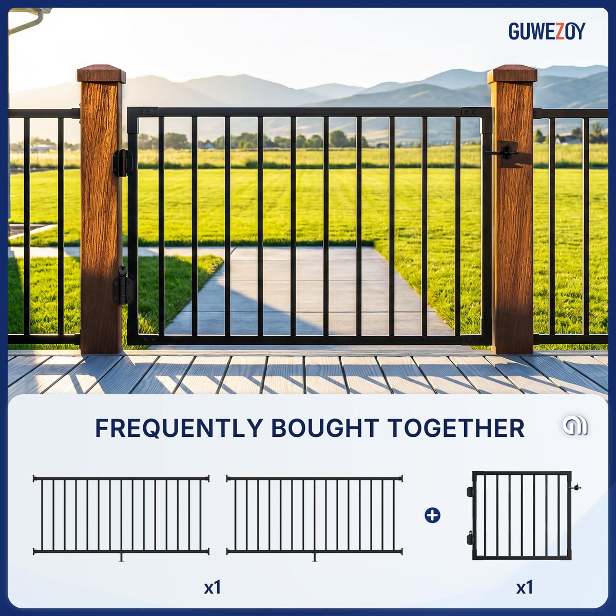 3ft Heavy-Duty Weatherproof Aluminum Outdoor Deck & Patio Safety Gate with Rust-Proof Hinges & Latch