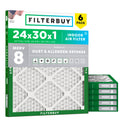 24x30x1 Air Filter MERV 8 Dust & Allergy Defense (6-Pack)