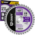 GRAFF 4-1/2 Inch Circular Saw Blade with 3/8 Inch Arbor - 40-Teeth Grinder Saw Blade for Aluminium, Metal, Wood, Plywood, Drywall, Plastic - Wood Cutting Blade for Angle Grinder