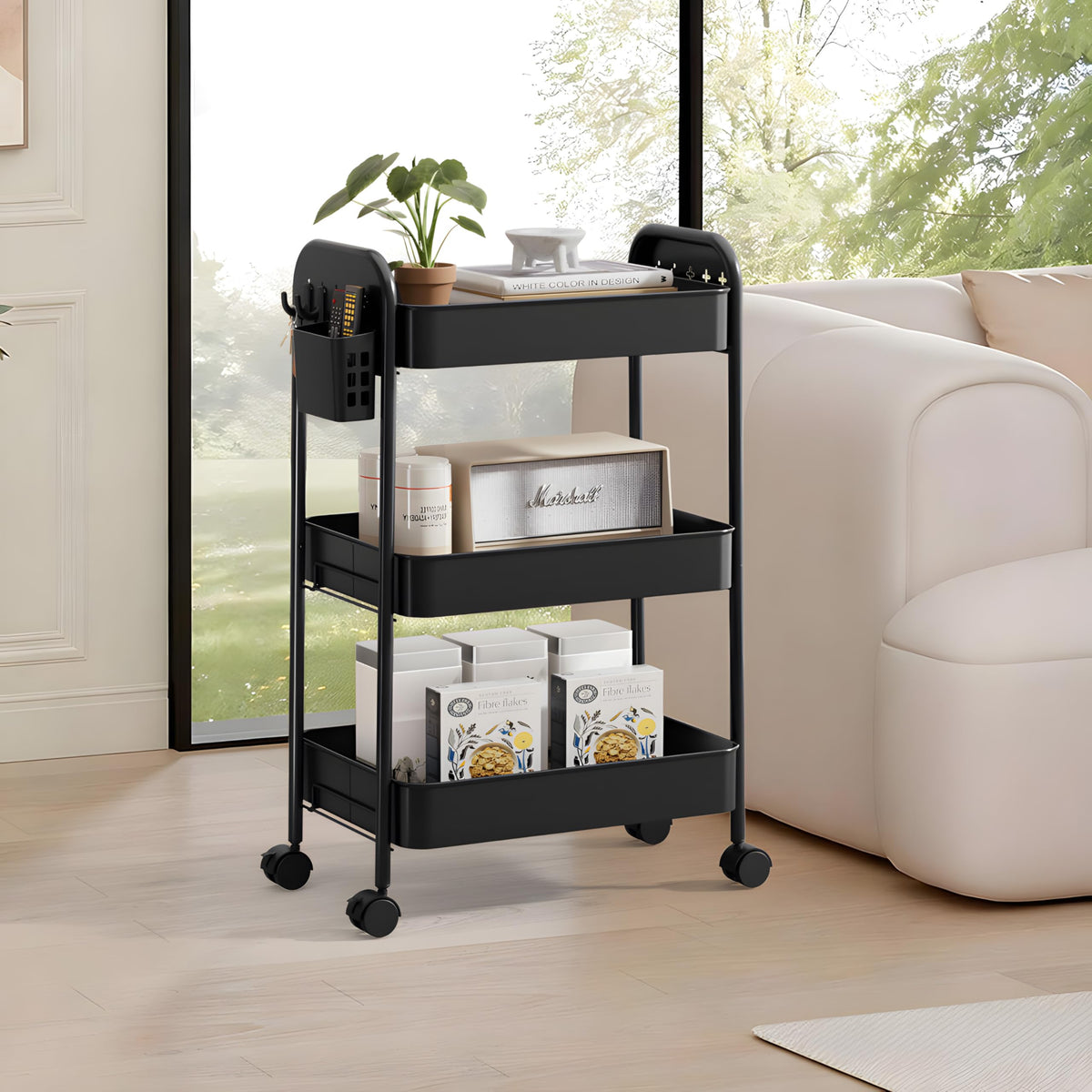 Heavy-Duty Rolling Cart 3 Tier Metal Utility Storage Cart