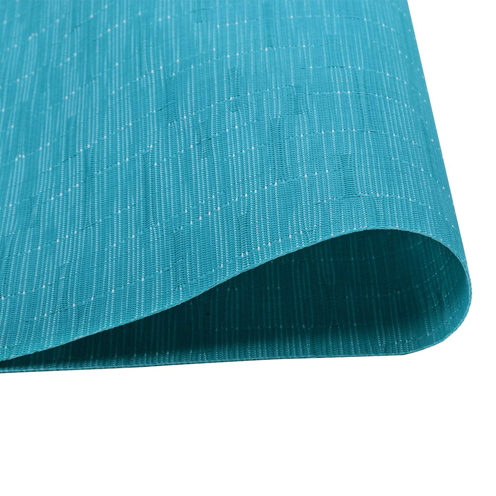 Teal Blue Placemats Set of 4 Woven Vinyl Place Mats Easy Clean Dry