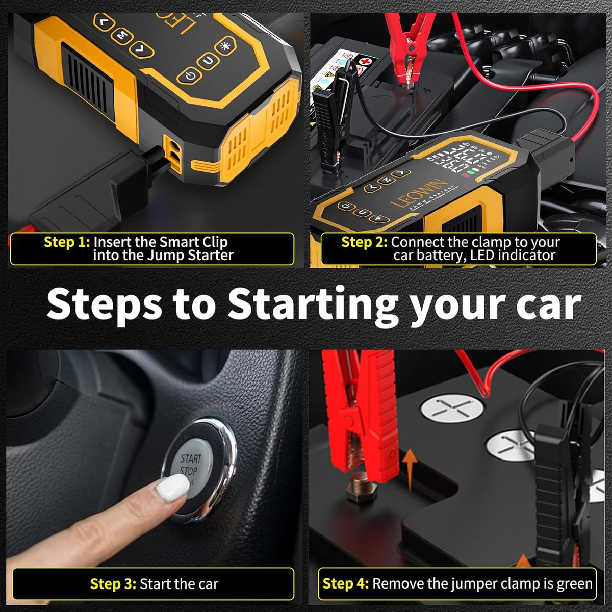 Jump Starter with Air Compressor, Battery Jumper Starter Portable(9.0 Gas/6.5L Diesel) with Tire Inflator, 12V Car
