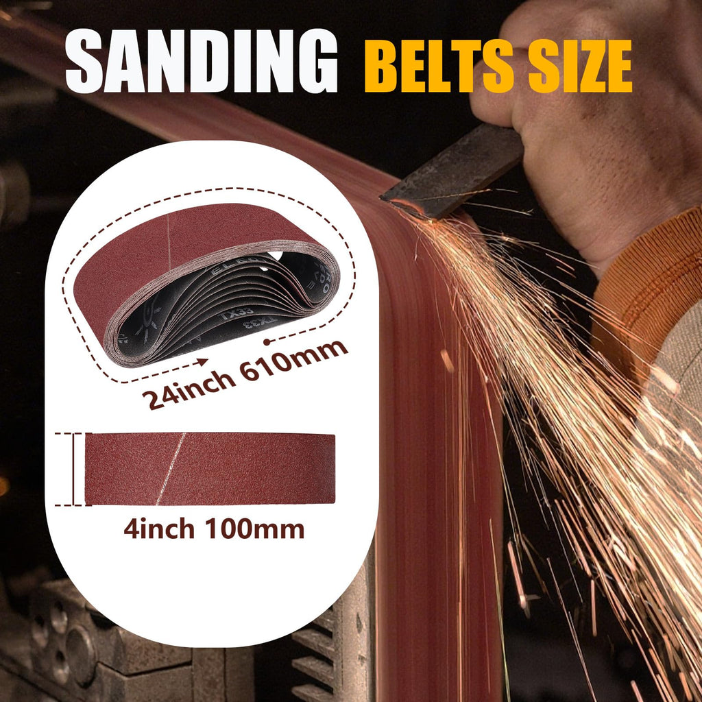 ZXOEJF 4 x 24 Inch Sanding Belts, 10 Pcs 120 Grits Sander Paper