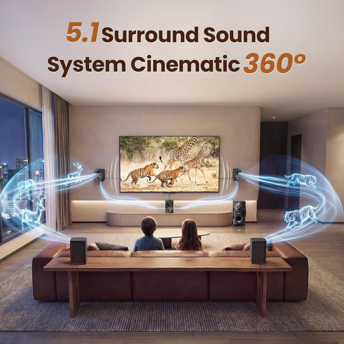 Surround Sound System Home Theater Speakers | 700 Watts Peak Power 5.1/2.1Wired Stereo Speaker System 5.25" Subwoofer