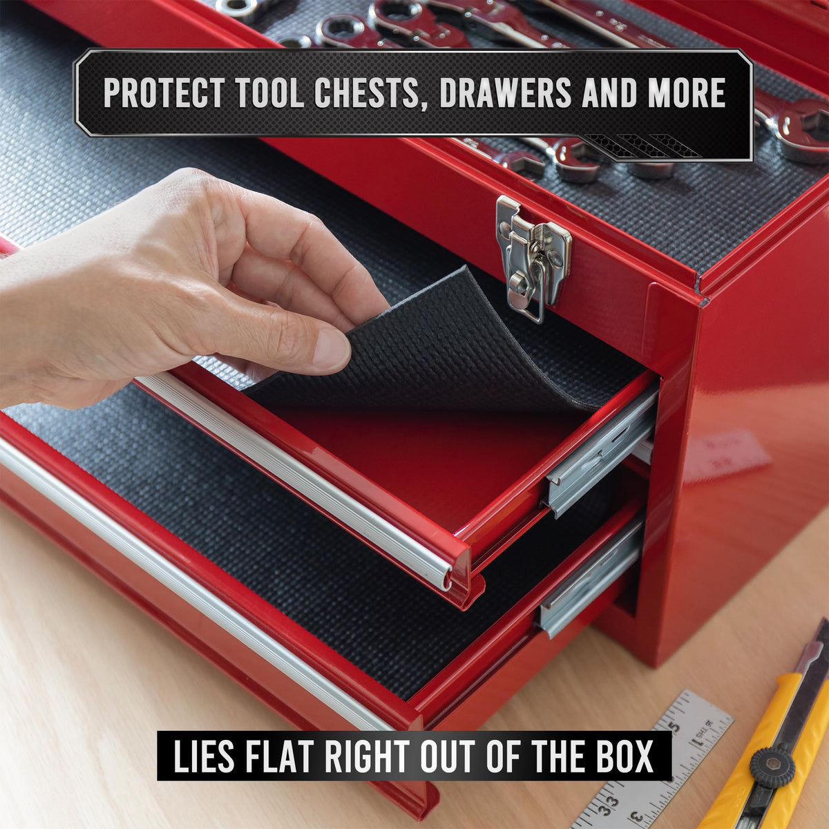 Toolbox Liner Non-Slip Tool Drawer Liner 24ft x 18" Black