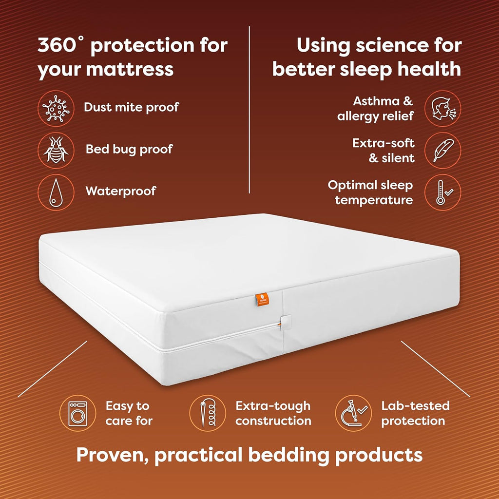 Mattress Encasement - Zippered Bed Bug Dust Mite Proof Hypoallergenic - Sleep Defense System - King - Waterproof