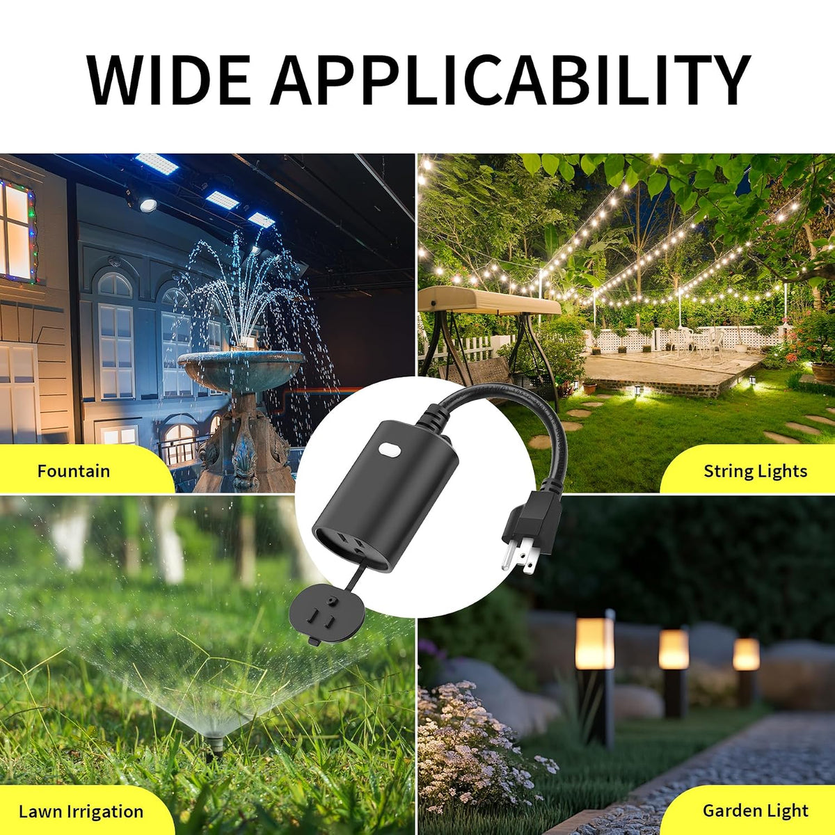Outdoor Smart Plug, IP65, 2.4G WiFi Only, FCC Listed, 2 Pack