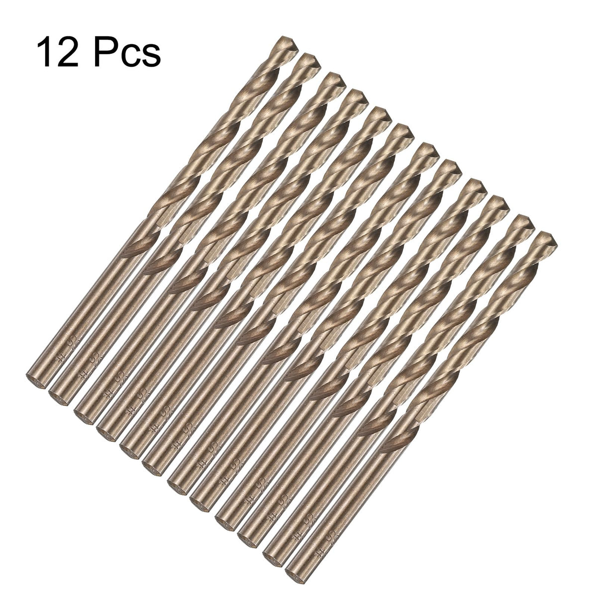 HARFINGTON 12pcs Cobalt Drill Bit, #6 0.204" HSS-CO Aircraft Twist Drill Bit with Straight Round Shank for Drilling Stainless Steel Cast Iron Tough Material