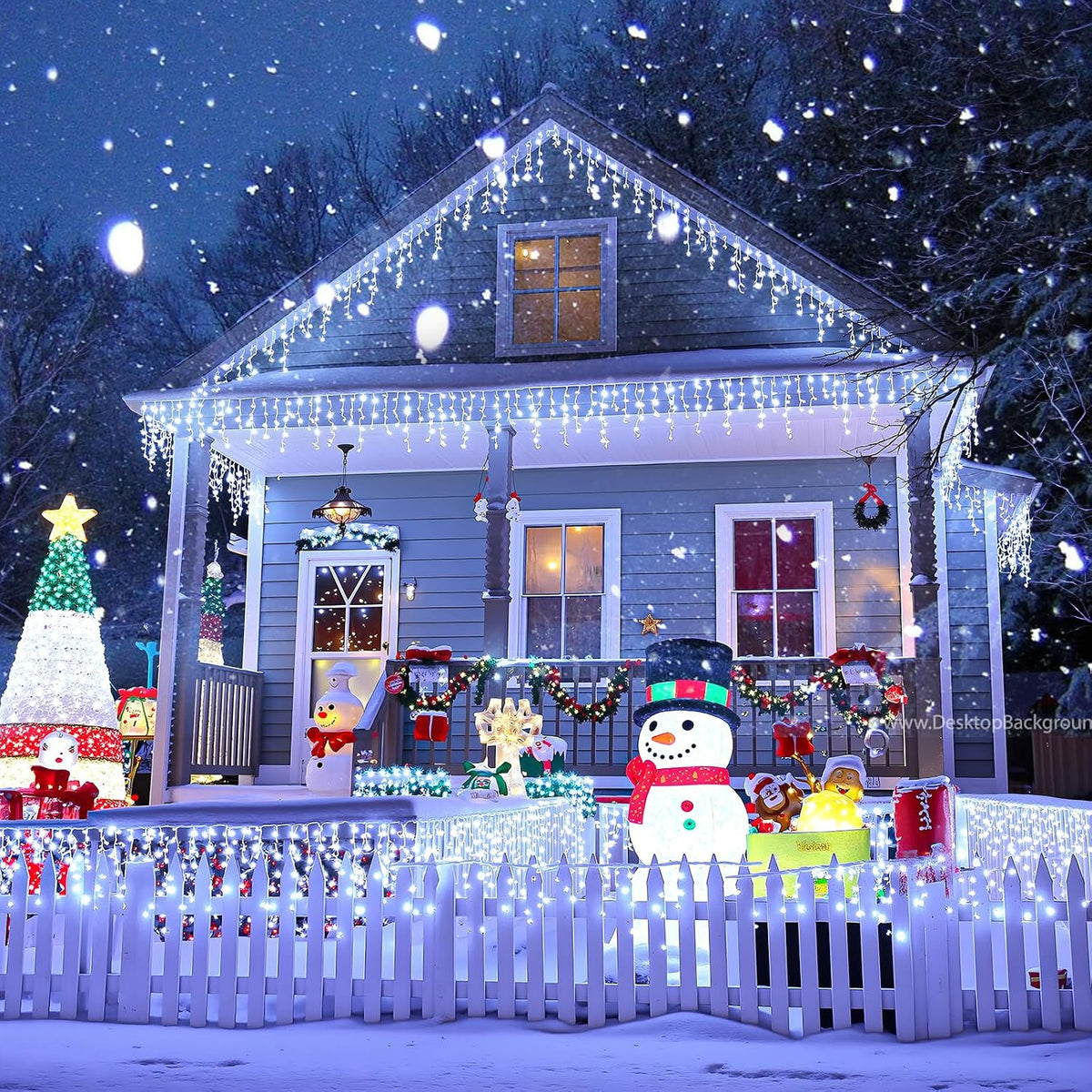 White Christmas Lights Outdoor 66ft 640 LED Icicle Lights for Outside House | Connectable LED String Lights Clear