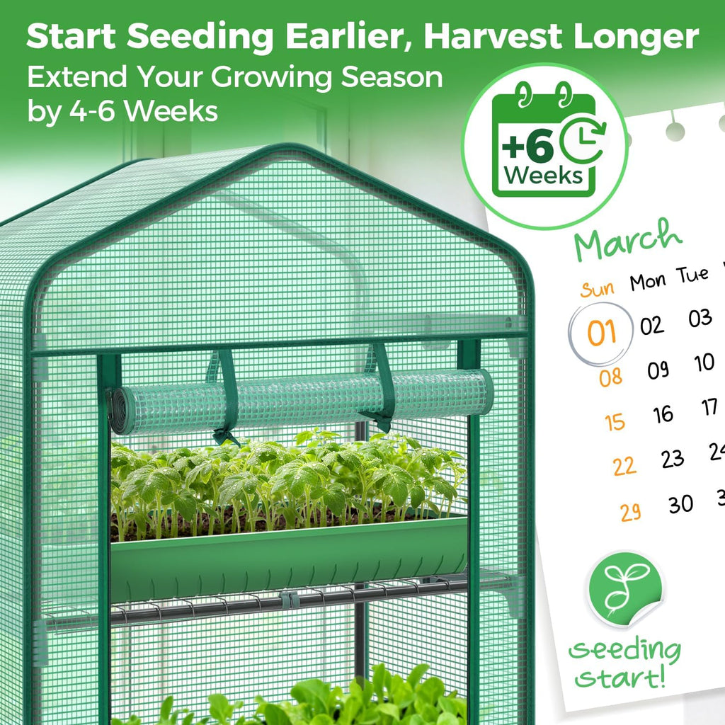 Mini Greenhouse for Indoor Outdoor, 27 x 19 x 62-Inch Small Plant Green House 4-Tier Rack Stand Portable Greenhouses