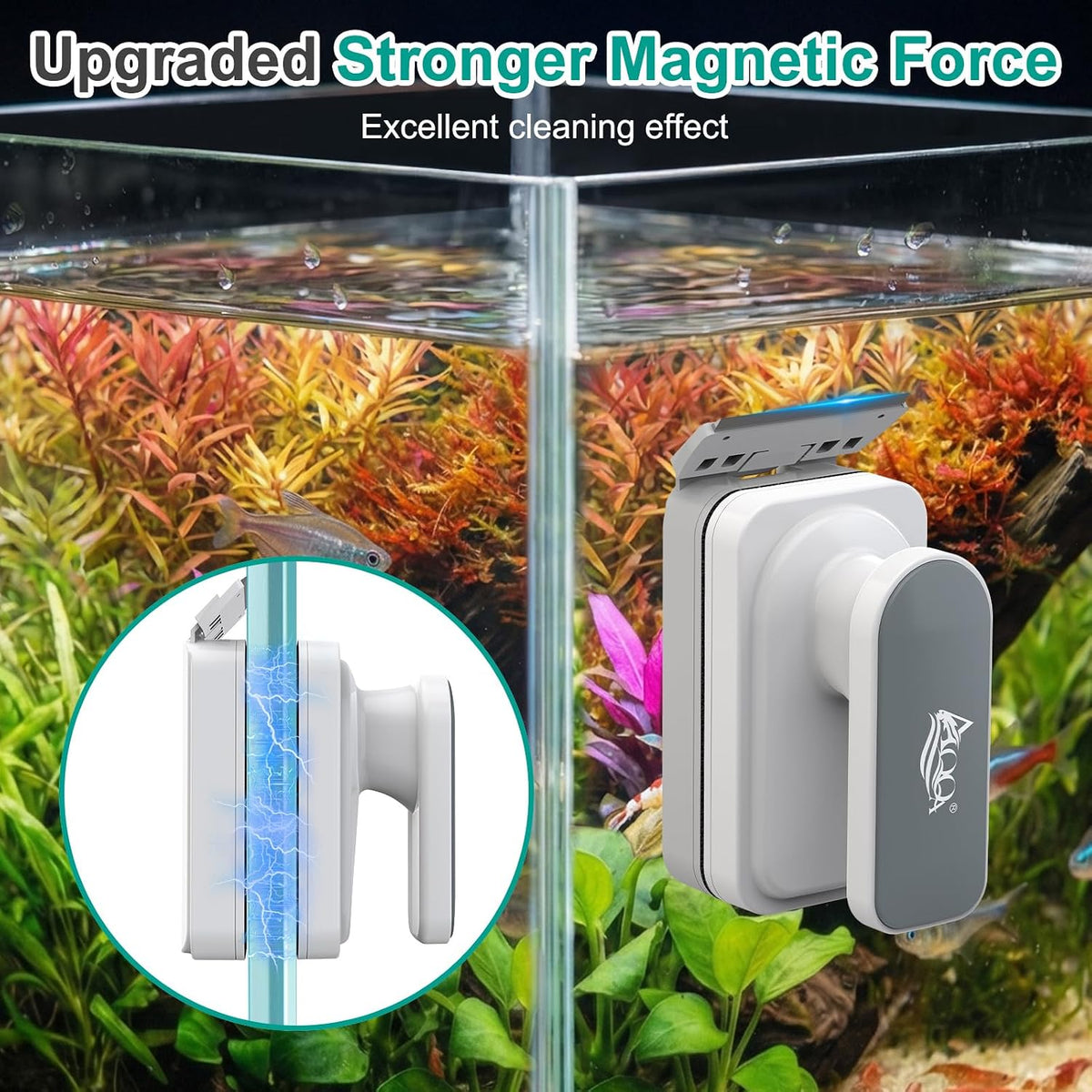 Aquarium Glass Cleaner, Double-Side Algae Scraper with 2 Blades