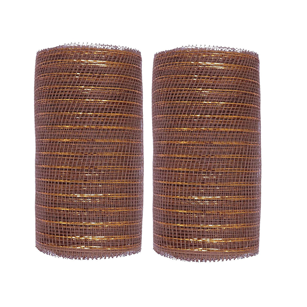 2 Rolls Brown Deco Mesh Ribbon for Fall Halloween Wreath Crafts