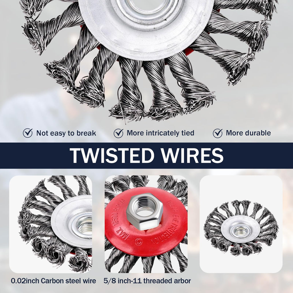 MIKILIKIEN 3 Pack Wire Wheel Brush for Angle Grinder