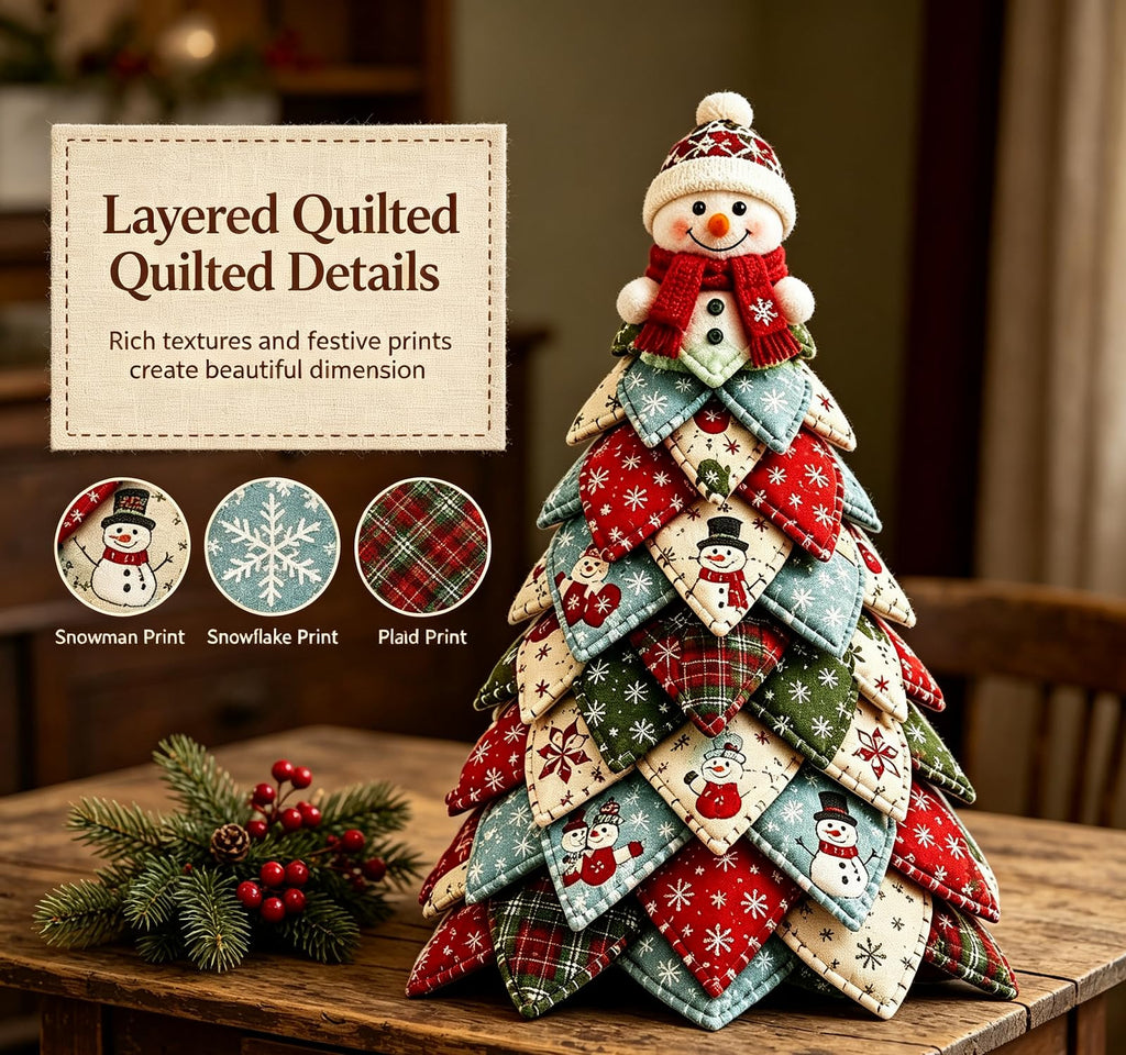 DIY Quilted Snowman Christmas Tree Sewing Kit, Patchwork Fabric Craft Set