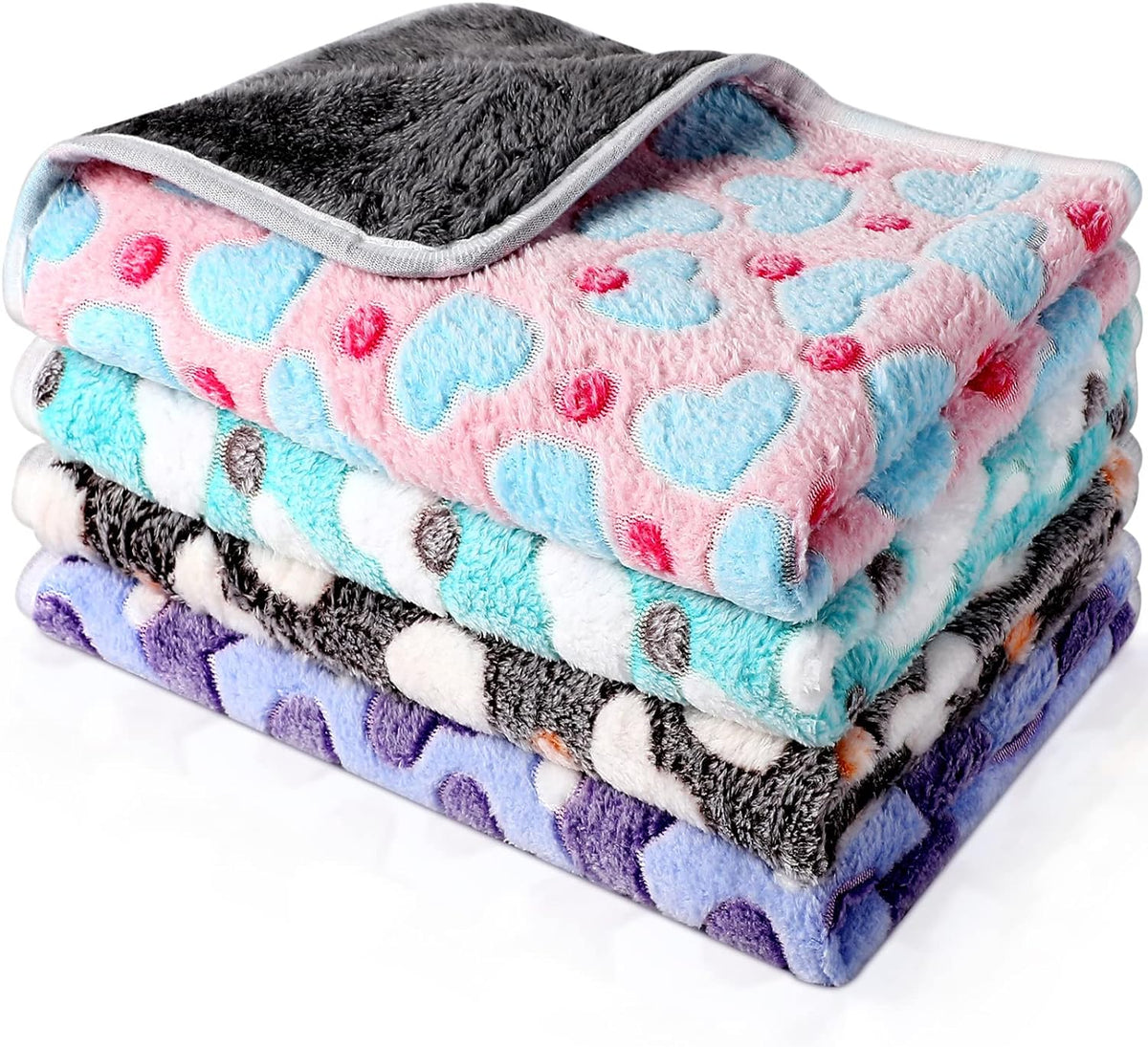 4 Pcs Guinea Pig Fleece Cage Liners, Heart Pattern, 24 x 16 Inch