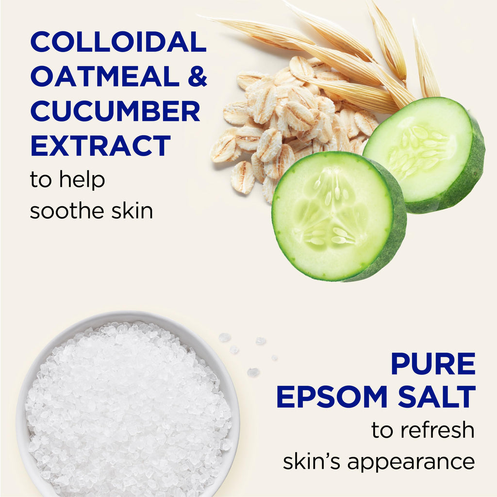 Foaming Bath with Pure Epsom Salt, Sensitive Skin with Colloidal Oatmeal & Cucumber, 34 fl oz (Pack of 4)