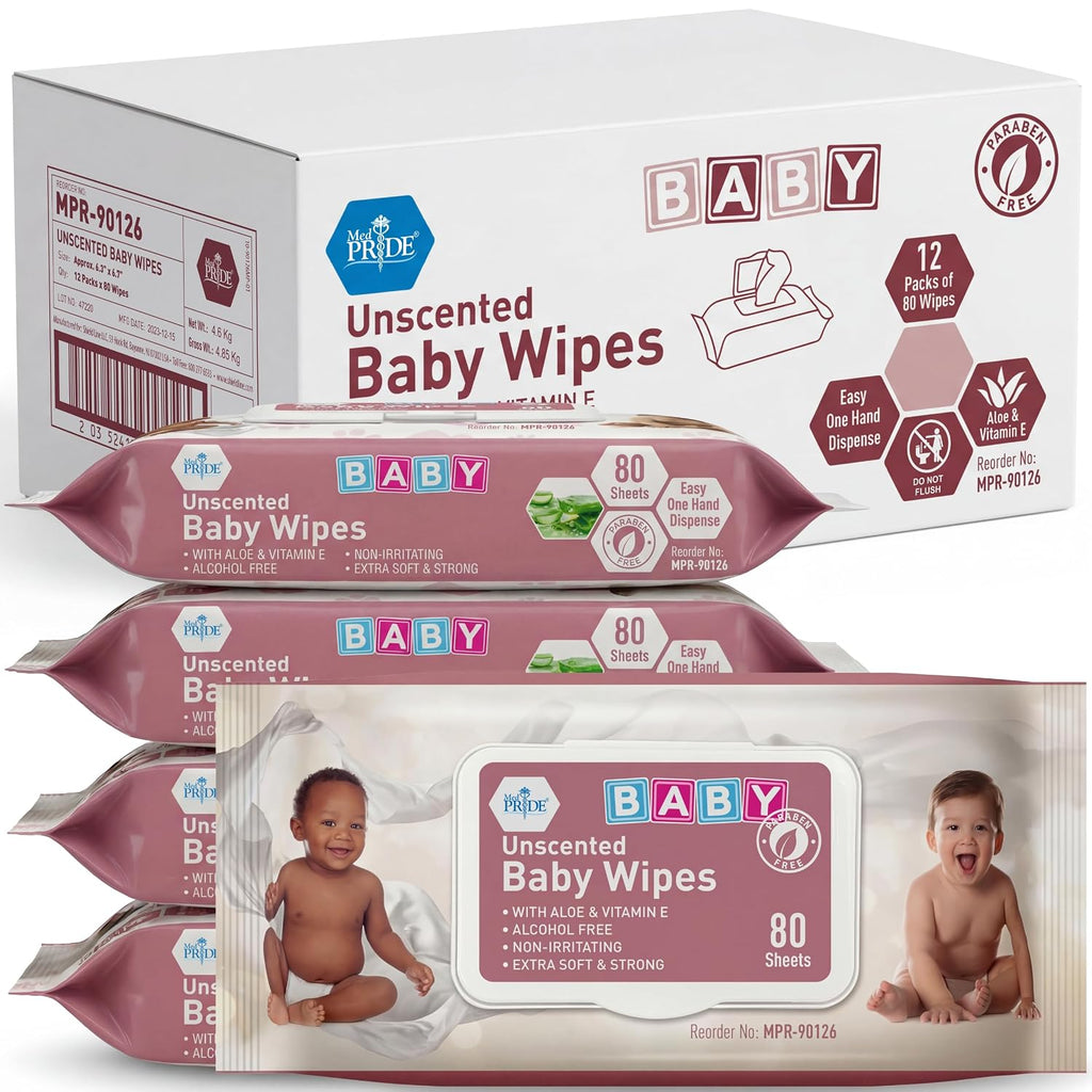 Unscented Sensitive Baby Wipes with Aloe & Vitamin E, 960Ct