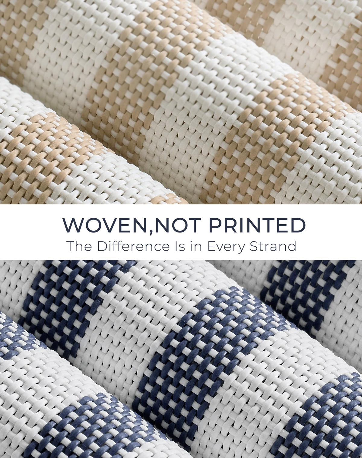 Blue White Striped Woven Vinyl Placemats Set of 24