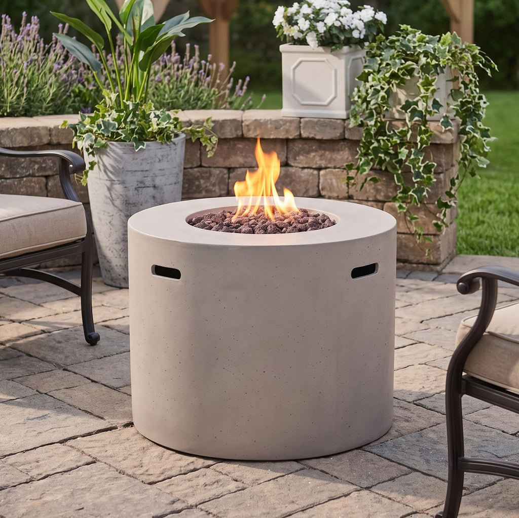 31“ Propane Fire Pit Table for Outside Patio, 40000BTU, Light Grey