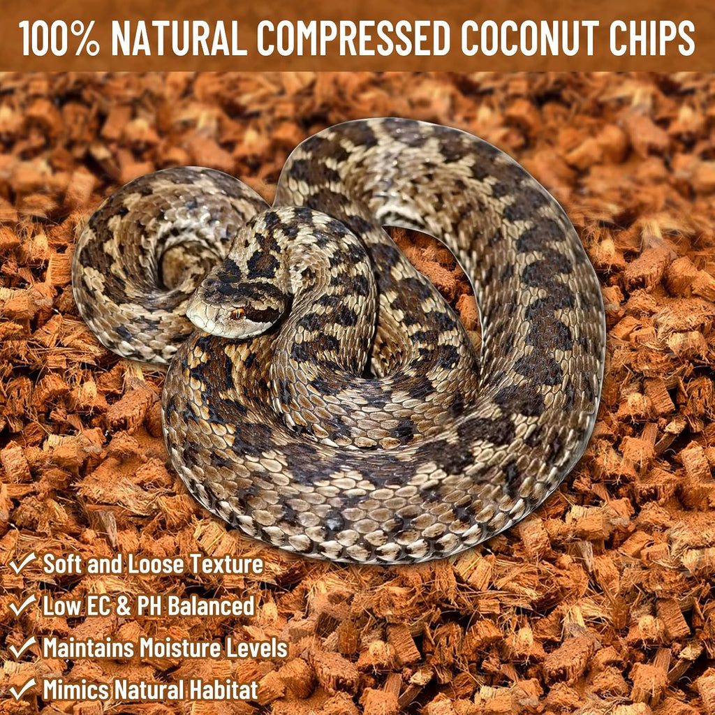 10LB Coconut Husk Chip for Reptiles, 72 Quart Coconut Fiber Substrate