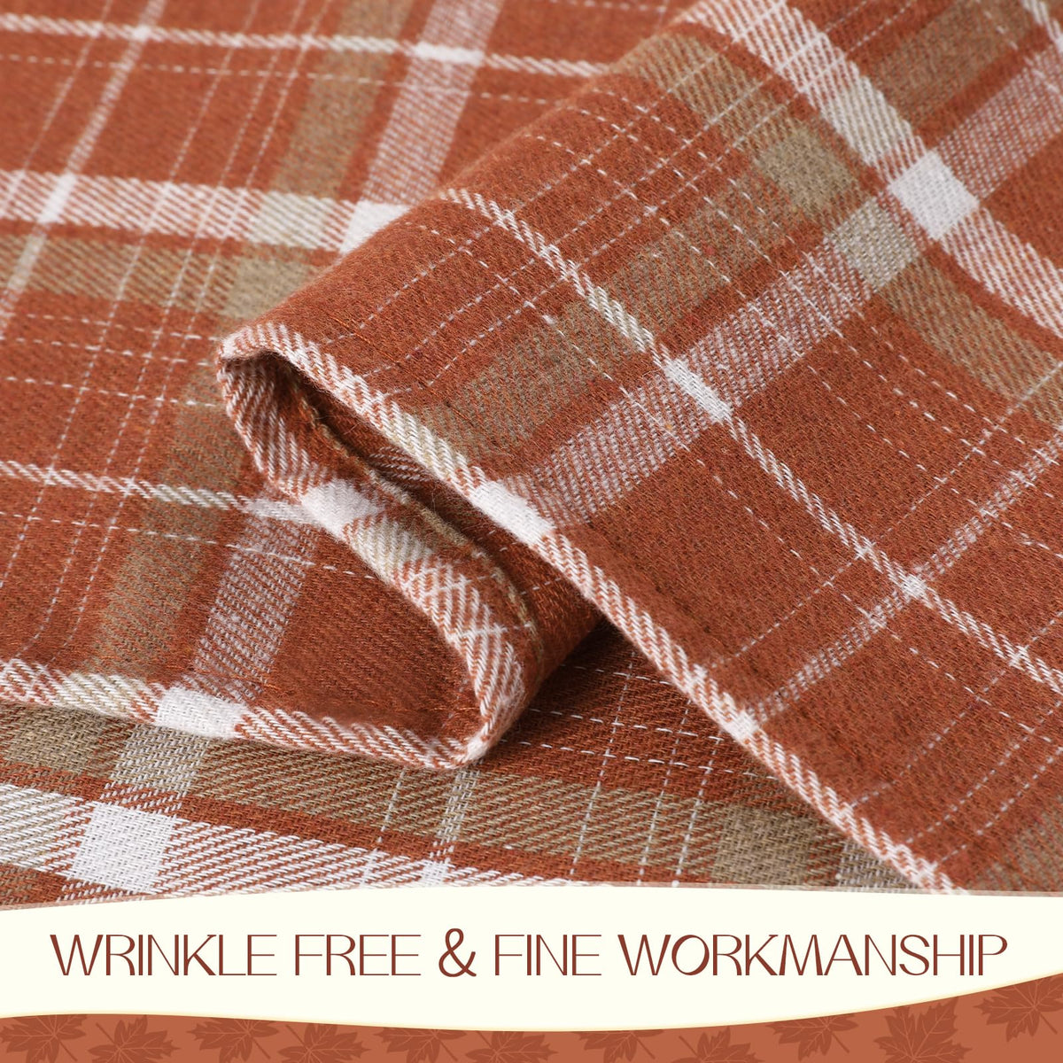 Fall Checkered Tablecloth Rectangle, 54 x 80 Inch, Orange