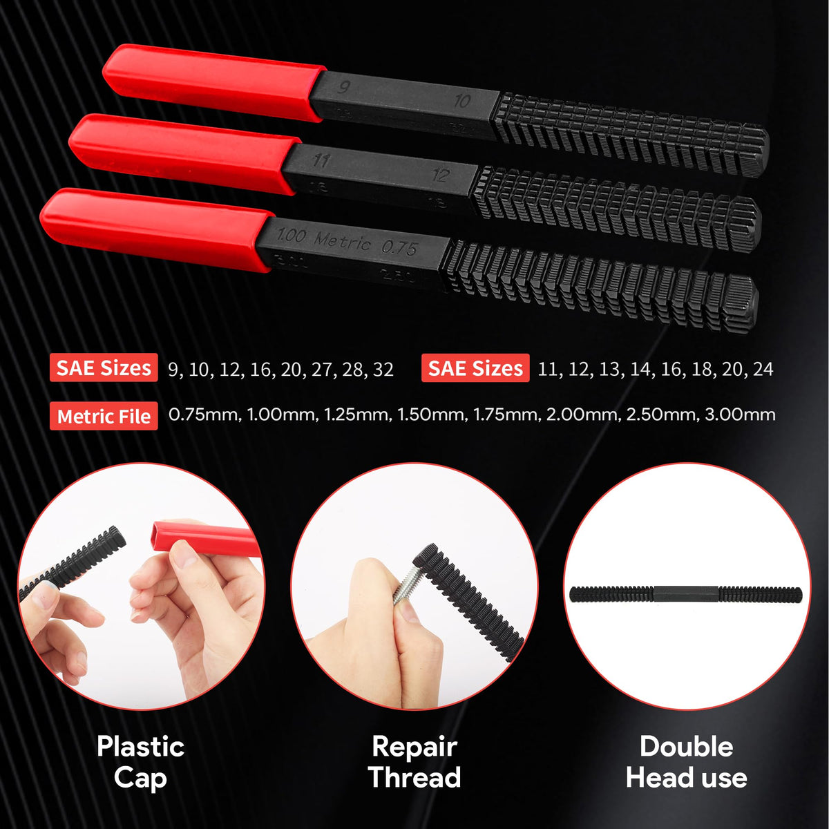 SZSYD 3Pcs Thread File Set, Thread Restorer File Set, Thread Repair File