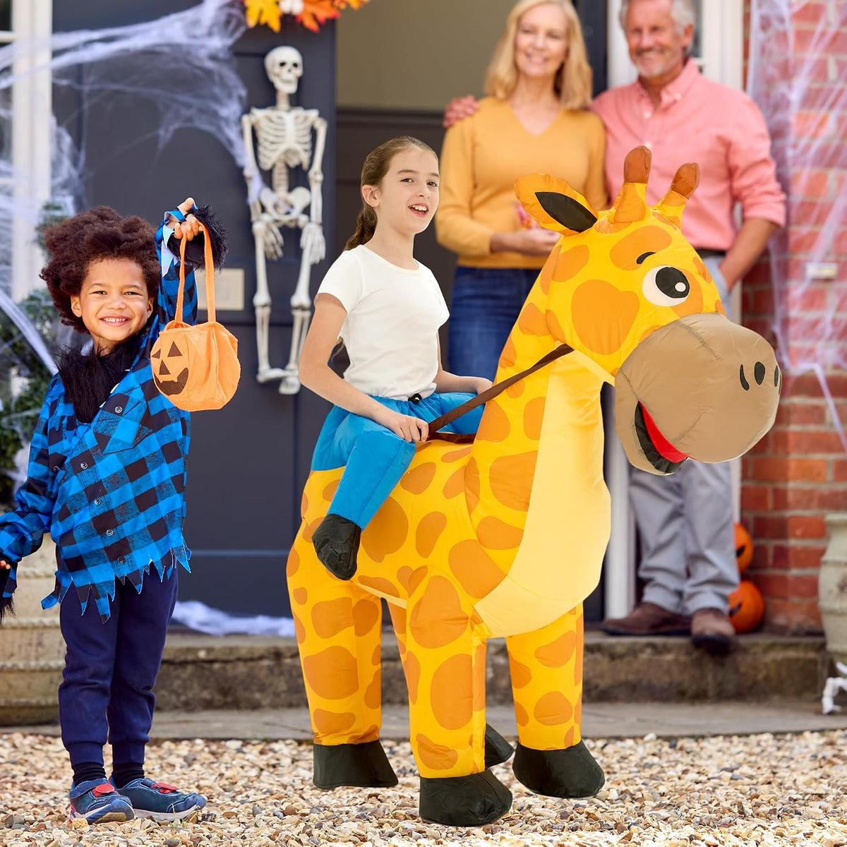 Halloween Inflatable Costume Kids,Blow Up Ride Giraffe Suit Girls Boys