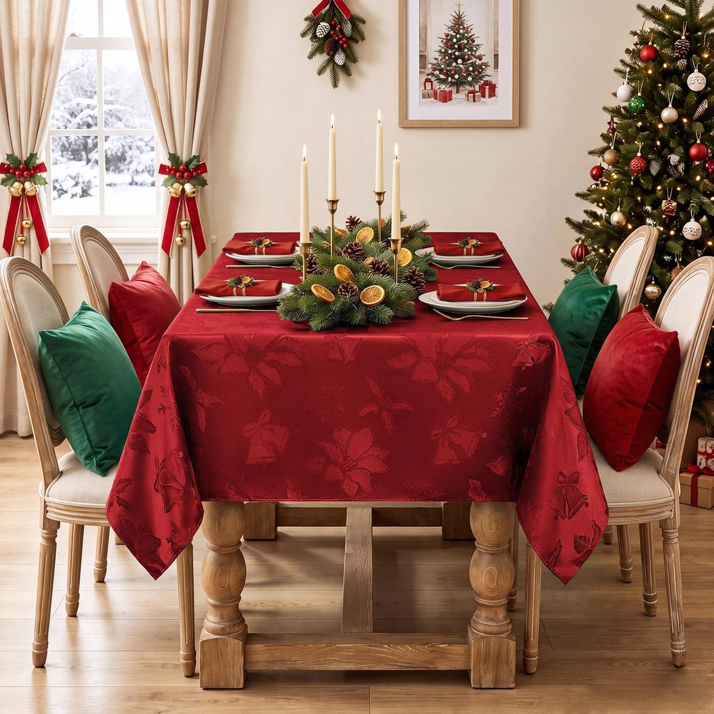 Christmas Jacquard Rectangle Tablecloth, 60 x 84 inch, Red