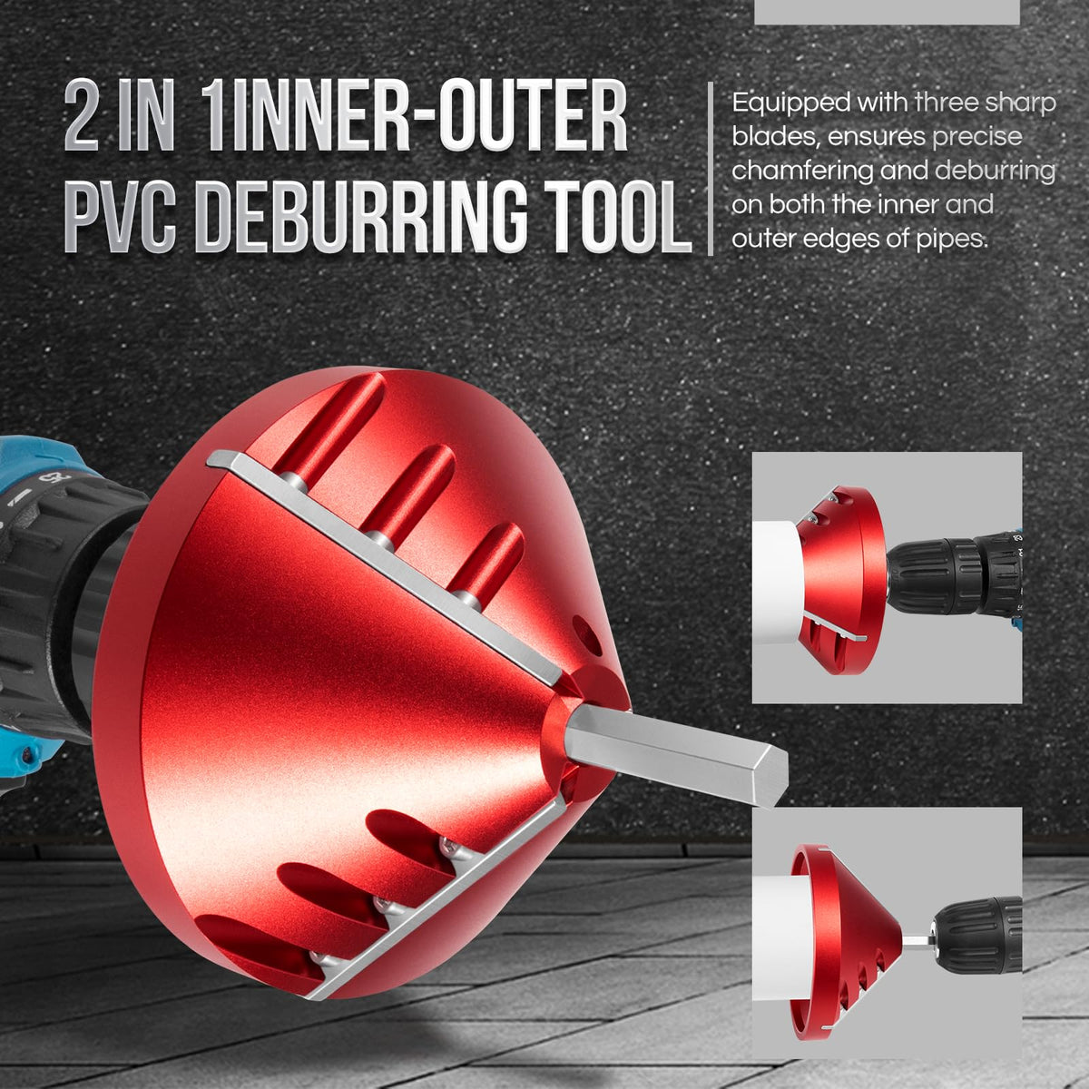 2 in 1 PVC Deburring Tool, Inner-Outer PVC Chamfer Tool, PVC Pipe Reamer