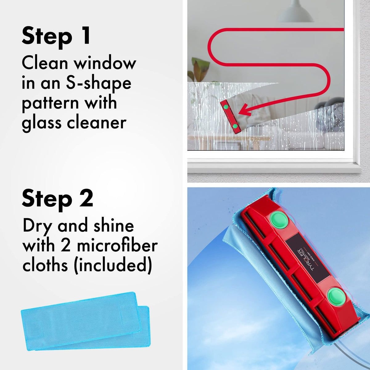 Tyroler Magnetic Window Cleaner Tool Fits Windows 0.8"-1.1" | The Glider D3