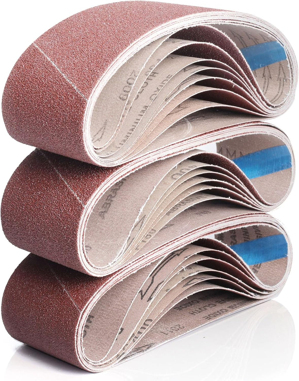 BOSHCRAFT 3x21 Sanding Belts, 21 Pack Belt Sander Paper 40/60/80/120/180/240/400 Grit Assortment Aluminum Oxide Sanding Belts for Wood Metal Polishing Knife Sharpening