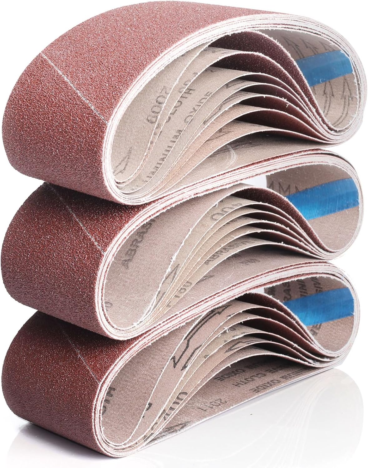 BOSHCRAFT 3x21 Sanding Belts, 21 Pack Belt Sander Paper 40/60/80/120/180/240/400 Grit Assortment Aluminum Oxide Sanding Belts for Wood Metal Polishing Knife Sharpening