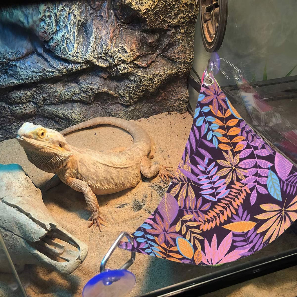 Bearded Dragon Hammock, Reptile Lizard Lounger Ladder Accessories Terrarium Habitat Decor for Large Small Bearded