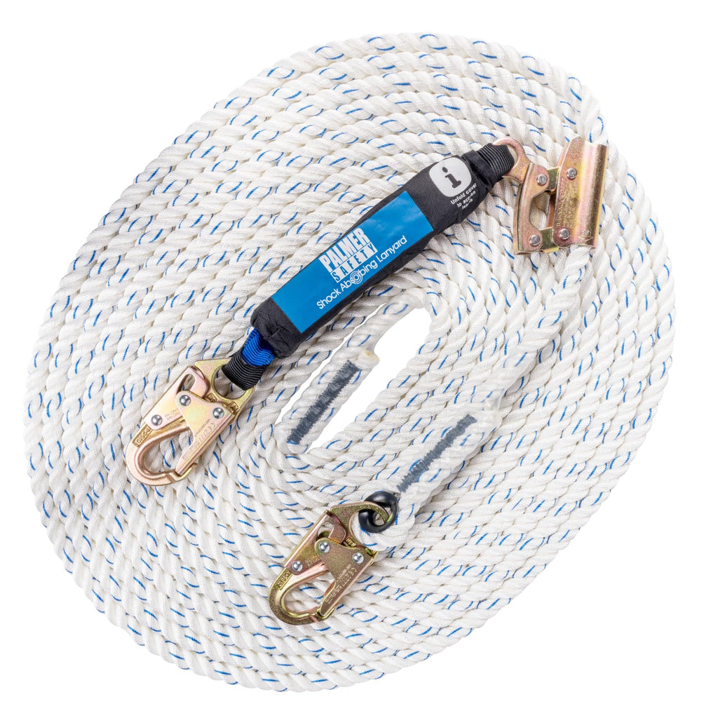 Vertical Lifeline Assembly - 100FT Rope Harness Safety Lanyard with Rope Grab - Fall Protection Kit