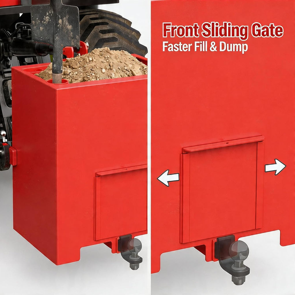 Ballast Box 3 Point Category 1 Tractor, 800lbs Capacity Counterweight Storage Box with 2 Inch Receiver, Heavy Duty