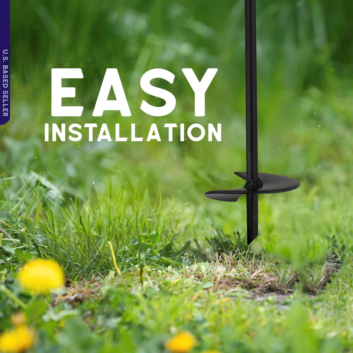 Ground Anchors, 15 Inch - 8pk Black Shed Anchor Kit Greenhouse Tie Down Ground Stakes with Drillable Eyebolt