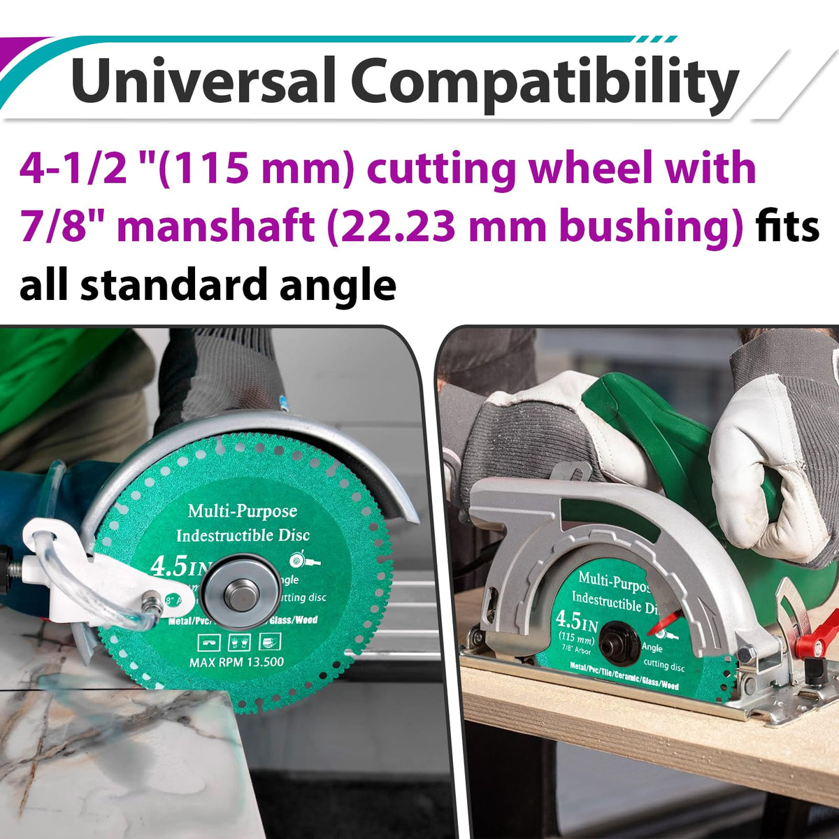 10 Pcs 4-1/2" Indestructible Cutting Discs Angle with 7/8" Arbor