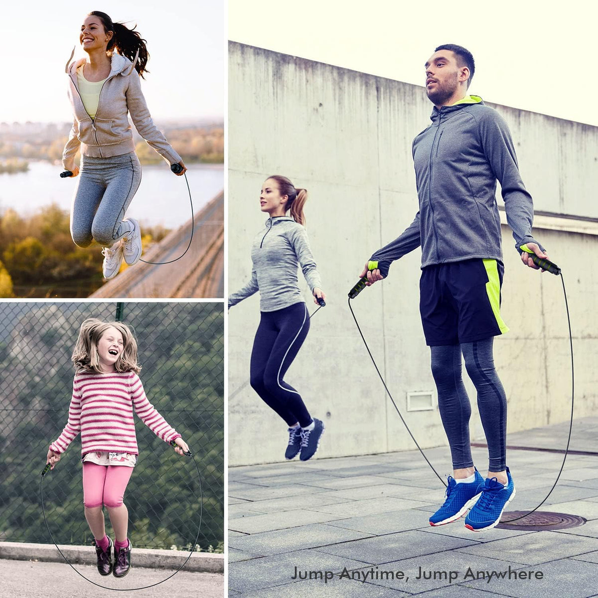 Jump Rope, Tangle-Free Rapid Speed Jumping Rope Cable with Ball Bearings for Women, Men, and Kids, Adjustable Steel